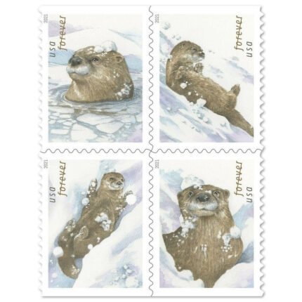 (2021) Otters in Snow Forever Postage Stamps
