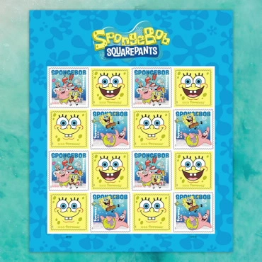 2025 SpongeBob Squarepants Stamps,Sheet of 16